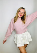 Pink Pearl Mock Neck Cropped Sweater