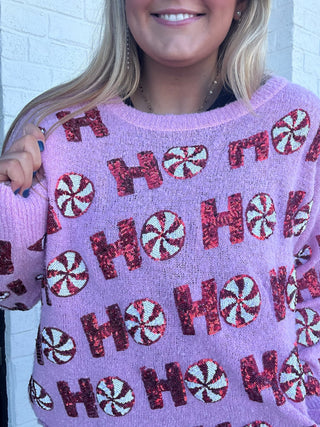 Pink Peppermint Sweater- CHRISTMAS,Peppermint,Seasonal,Tops-Ace of Grace Women's Boutique