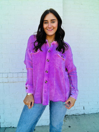 Mineral Wash Purple Shacket- Curvy,New arrival,shacket,Tops-Ace of Grace Women's Boutique