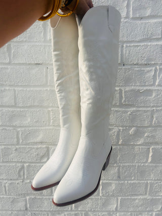 Tall White Wilder Cowgirl Boots- cowgirl, cowgirl boots, game, game day, game days, gameday, Shoes, white cowgirl-Ace of Grace Women's Boutique