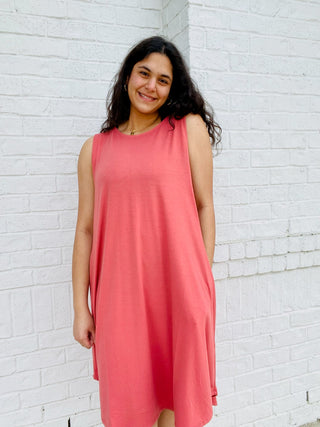 Coral Pocket Tank Dress- clothing,Curvy,dresses & rompers,Sale-Ace of Grace Women's Boutique