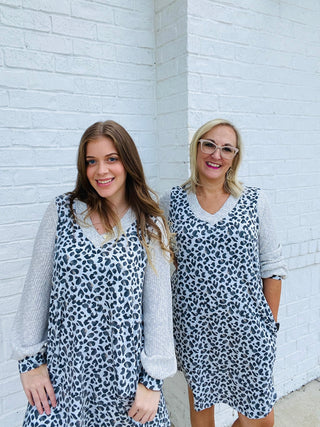 GRAY ANIMAL PRINTED DRESS- Curvy,Dresses & Rompers,plus,plus dress-Ace of Grace Women's Boutique