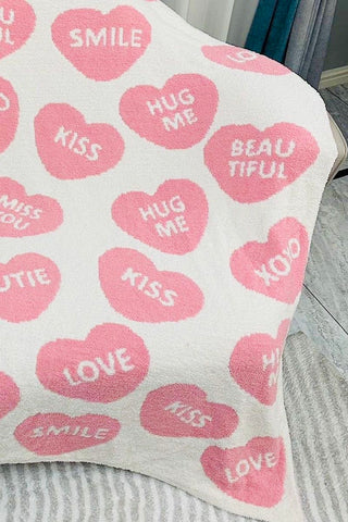 Light Pink Candy Heart Reversible Throw Blanket- gifts-Ace of Grace Women's Boutique