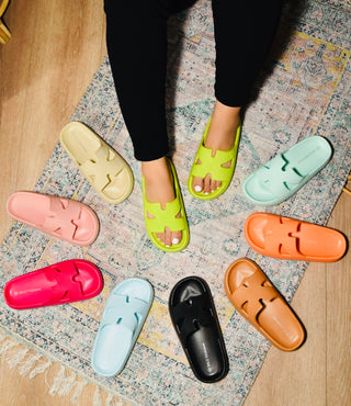 Viral Summer Slide Sandals - PREORDER- BLACK SANDALS, jelly sandals, pink shoes, pool, SANDALS, Shoes, slides, SLIP ON SANDALS, summer, Viral, WATERPROOF SANDALS-Ace of Grace Women's Boutique
