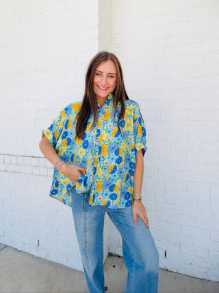 Blue Floral Dolman Top- Curvy,floral,floral pattern,FLORAL TOP,florals,summer,summer shirt,SUMMER TOP,Tops-Ace of Grace Women's Boutique