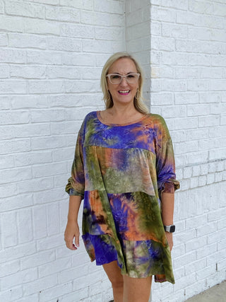 Tie Dye Knit Tiered Dress- clothing,Curvy,dress,dresses & rompers,SOFT,Softest,TIE DYE,tie dye dress-Ace of Grace Women's Boutique
