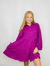 Long Sleeve Woven Button Down Tiered Dress | 2 colors- BUTTON UP DRESS, COLLARED DRESS, dress, flowy dress, layered dress, PLUS, plus dress, plus size, plus size dress-Ace of Grace Women's Boutique