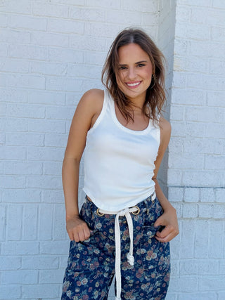 Denim Ditsy Floral Pants- Bottoms,denim,Ditsy,fall jeans,floral,JEANS,PANTS,PREORDER-Ace of Grace Women's Boutique