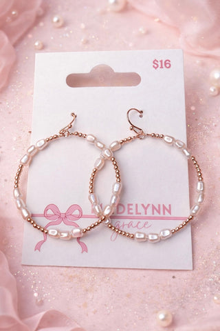 Madelynn Grace Pearl Hoop Earrings- Accessories,accessory,EARRINGS,Jewelry,Madelynn,MadelynnGrace,PEARL-Ace of Grace Women's Boutique