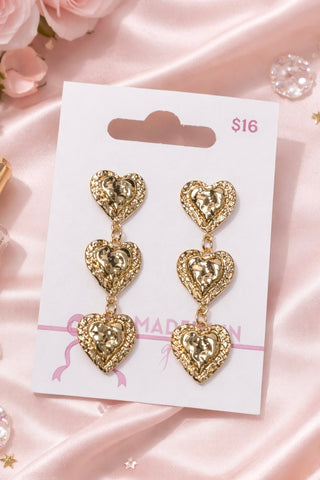 Madelynn Grace Triple Heart Earrings- Accessories,accessory,earring,EARRINGS,HEART,Jewelry,Madelynn,MadelynnGrace-Ace of Grace Women's Boutique
