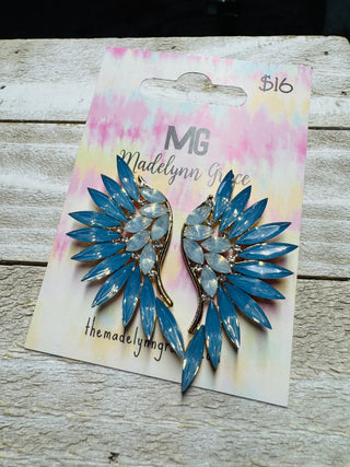 Madelynn Grace Blue Wing Earrings- Accessories,accessory,Jewelry,Madelynn,MadelynnGrace,Sale-Ace of Grace Women's Boutique