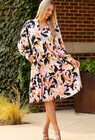 Tiered Floral Midi Dress- church dress,colorful dress,Curvy,dress,dresses & rompers,floral dress,floral pattern,florals,flowy dress,Midi Dress,plus dress,plus size dress,tiered dress-Ace of Grace Women's Boutique