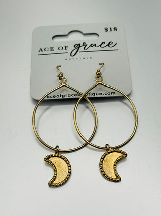 Boho Dangle Moon Earrings- LIVESALE-Ace of Grace Women's Boutique