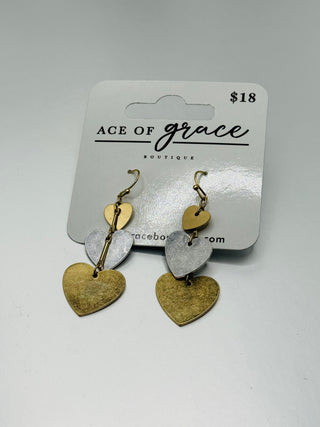 Mixed Metal Heart earrings- LIVESALE-Ace of Grace Women's Boutique