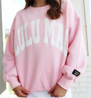 LULU MAC - Pink & White Sweatshirt- curv,Curvy,Lulu,Lulu mac,sweatshirt,SWEATSHIRTS,Tops-Ace of Grace Women's Boutique