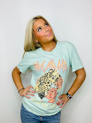 Dreamer World Tour Graphic Tee- clothing, COLORFUL GRAPHIC TEE, dreamer, GRAPHIC TEE, Graphic Tees, leopard graphic tee, Tops-Ace of Grace Women's Boutique