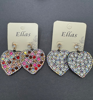 Rhinestone Heart Earrings- LIVESALE-Ace of Grace Women's Boutique