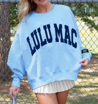 LULU MAC - Light Blue & Navy Sweatshirt- curv,Curvy,Lulu,Lulu mac,sweatshirt,SWEATSHIRTS,Tops-Ace of Grace Women's Boutique