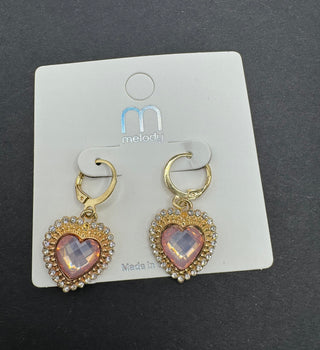 Jeweled Heart Earrings- LIVESALE-Pink-Ace of Grace Women's Boutique