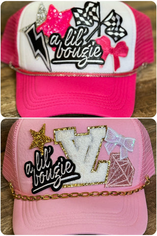A Lil Boujie Trucker Hat- Accessories, accessory, Boujee, Boujie, cap, hair accessory, HAT, hats, MadelynnGrace, Pink hat, trucker hat, trucker hats-Ace of Grace Women's Boutique