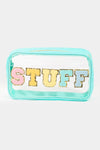 "Stuff" Clear Medium Cosmetic Bag- patches, stuff, STUFF BAG, STUFF COSMETIC BAG-Ace of Grace Women's Boutique