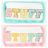 "Stuff" Clear Medium Cosmetic Bag- patches, stuff, STUFF BAG, STUFF COSMETIC BAG-Ace of Grace Women's Boutique