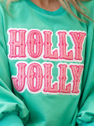 Holly Jolly Sweatshirt (cropped)- CHRISTMAS, CHRISTMAS CHEER, CHRISTMAS GRAPHIC TEE, Christmas Longsleeve, CHRISTMAS SHIRT, christmas sweatshirt, Christmas tee, christmas top, Christmas tshirt, clothing, Curvy, Holly Jolly, HOLLY JOLLY CHRISTMAS, holly jolly pullover, jolly, MERRY CHRISTMAS, Seasonal, Tops-Ace of Grace Women's Boutique