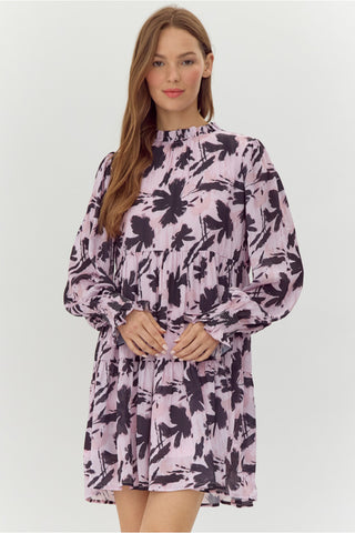 Long Sleeve Floral Print Dress- -Ace of Grace Women's Boutique