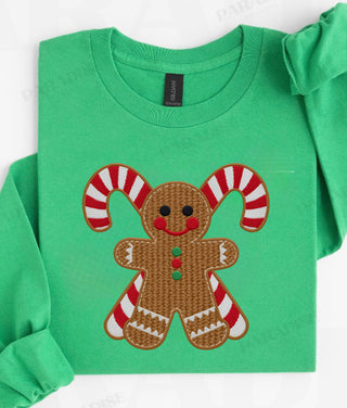 Gingerbread Green Long Sleeve Tee- CHRISTMAS,CHRISTMAS GRAPHIC TEE,Christmas Longsleeve,CHRISTMAS SHIRT,Christmas tee,christmas top,Christmas tshirt,Curvy,GRAPHIC TEE,Graphic Tees,MERRY CHRISTMAS,PLUS,plus size,plus size graphic tee,PLUS SIZE TEE,PLUS SIZE TOP,Seasonal,Tops-Ace of Grace Women's Boutique