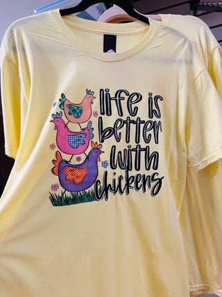 Life is Better with Chickens Tee- Chickens,clothing,curv,Curvy,graphic,Tops-Ace of Grace Women's Boutique