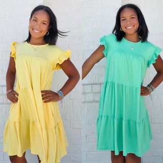 Ruffle Sleeve Tiered Dress- Curvy,dresses & rompers,PLUS,plus dress,plus size,plus size dress,pockets,RUFFLE-Ace of Grace Women's Boutique