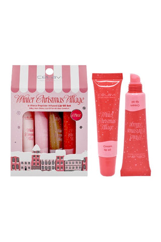 Christmas Village Lip Oil Set- Accessories,accessory,gifts,Lip,Lip care,Lip oil,Seasonal-Ace of Grace Women's Boutique