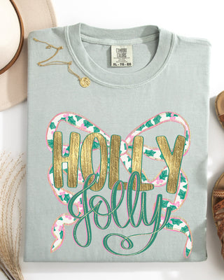 Holly Jolly Comfort Colors T-Shirt- CHRISTMAS GRAPHIC TEE,COMFORT COLOR,Curvy,graphic,graphic T-shirt,GRAPHIC TEE,Graphic Tees,graphic tshirt,Holly Jolly,HOLLY JOLLY CHRISTMAS,holly jolly pullover,PLUS,Seasonal,Tops-Ace of Grace Women's Boutique