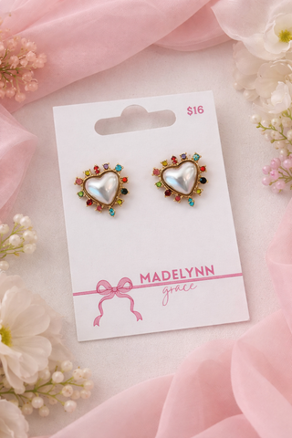 MADELYNN GRACE Confetti Heart Studs
