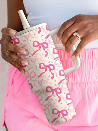 Pink Bow Flip Top Tumbler- Accessories,accessory,BOW,Bow detail,BOWS,CUP,gifts,STANLEY CUP,Tumbker,tumbler,TUMBLER 40 OZ,TUMBLR-Ace of Grace Women's Boutique