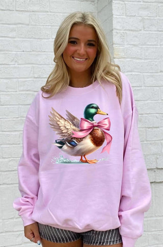 Pink Mallard Duck Sweatshirt- curv,Curvy,DUCK,Mallard,Tops-Ace of Grace Women's Boutique