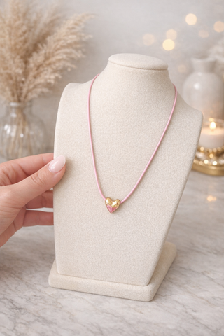 MADELYNN GRACE Sweetheart Charm Necklace- BLACK,BLACK NECKLACE,charm necklace,Color Pink,HEART,HEART NECKLACE,Jewelry,Madelynn,MadelynnGrace,NECKLACE,necklaces,PINK NECKLACE-Pink-Ace of Grace Women's Boutique