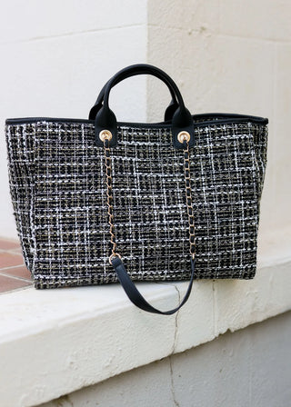 Melissa Tweed Tote Bag- Accessories, bags, caroline hill, CAROLINE HILL PURSE, TOTE, TOTE BAG-Ace of Grace Women's Boutique