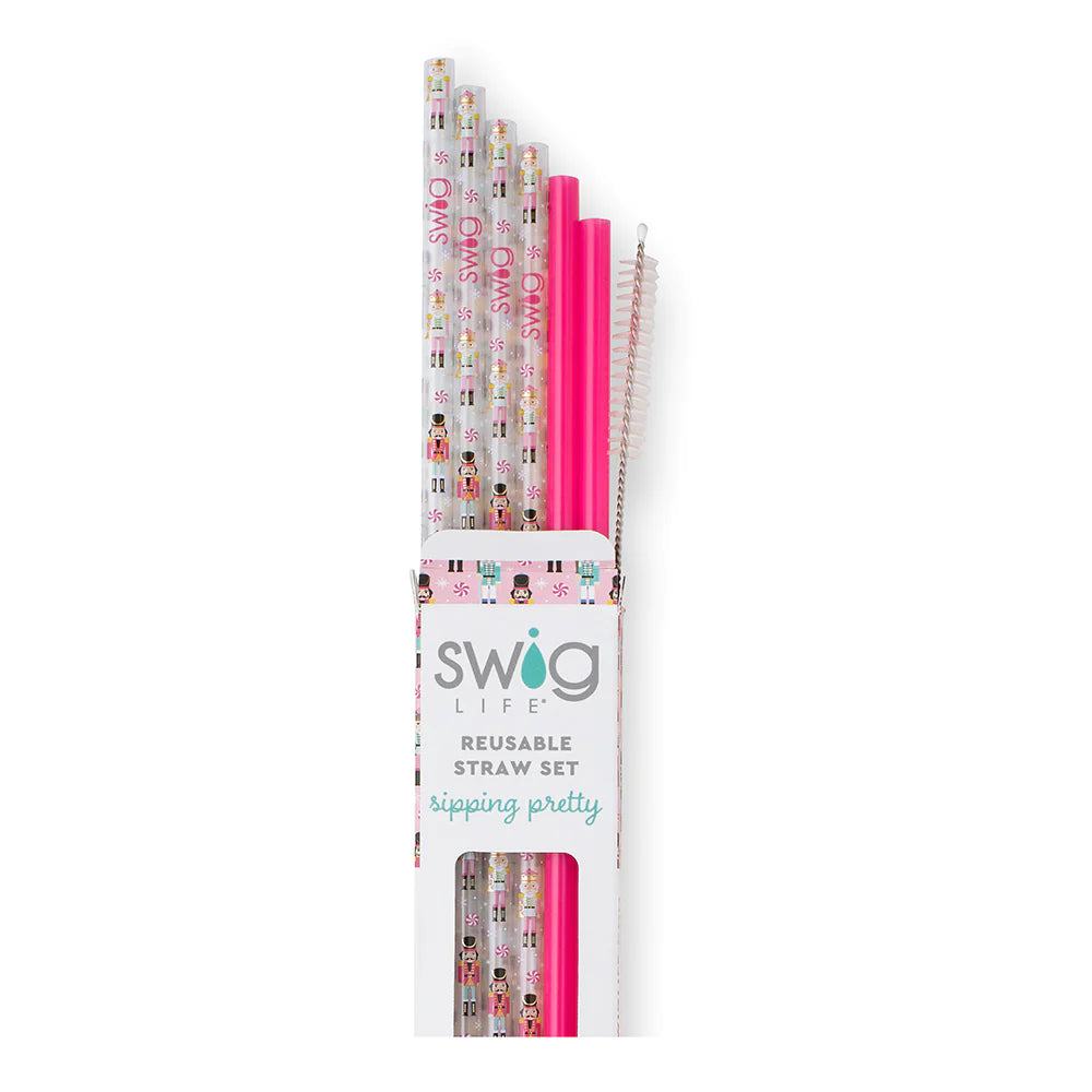 Nutcracker + Hot Pink Reusable Straw Set - Swig Life