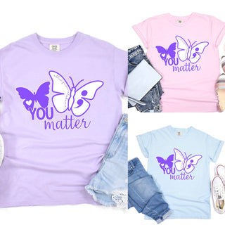 You Matter T-Shirt • Allie from Alabama- Allie, Allie from alabama, Be you, butterflies, butterfly, butterfly tee, clothing, COMFORT COLOR, Curvy, graphic, GRAPHIC TEE, Graphic Tees, graphic tshirt, Tops, You matter-Ace of Grace Women's Boutique