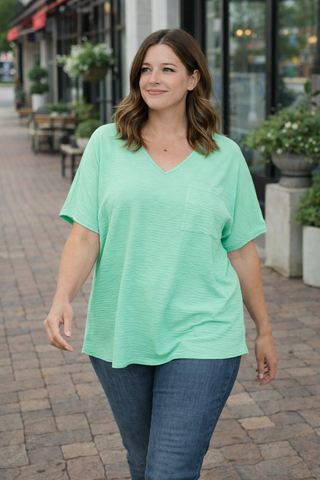 Best Selling Perfect for Work Top- Curvy,oversized,OVERSIZED TEE,OVERSIZED TOP,Perfect for work,PLUS,plus size,PLUS SIZE TOP,plus sizes,Seasonal,summer work top,Tops,WHITE WOVEN TOP,work,WORK SHIRT,WORK TOP,WOVEN,WOVEN TOP,zenana-Mint-S-Ace of Grace Women's Boutique