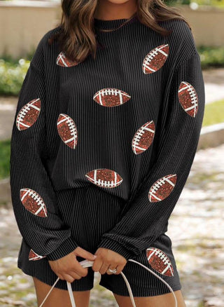 PREORDER - Sequin Football Corded Set- Bottoms,COMFY,Curvy,football,gameday,PLUS,PREORDER,Seasonal,SEQUIN,Sets,Tops-Ace of Grace Women's Boutique