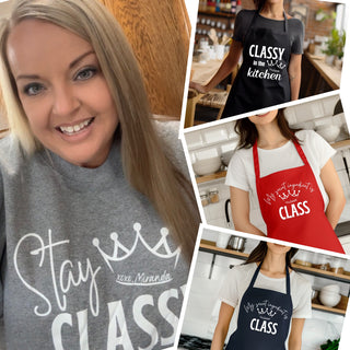 CLASSY Aprons • Miranda- Accessories, Apron, Classy, Cooking, Corn dip, Kitchen, Miranda, Stay classy-Ace of Grace Women's Boutique