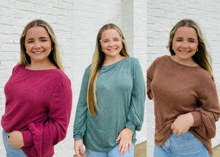 The Softest Long Sleeve Top- Boat, Curvy, FALL, fall clothes, fall transition, Hacci, LONG SLEEVE, long sleeve top, long sleeves, longsleeve, SOFT, soft shirt, soft top, Tops-Ace of Grace Women's Boutique