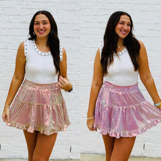 Sequin Ruffle Skirt | 2 Colors- Bottoms,clothing,fall clothes,fall skirt,ruffled skirt,Sale,SEQUIN,sequin skirt,sequin skort-Ace of Grace Women's Boutique