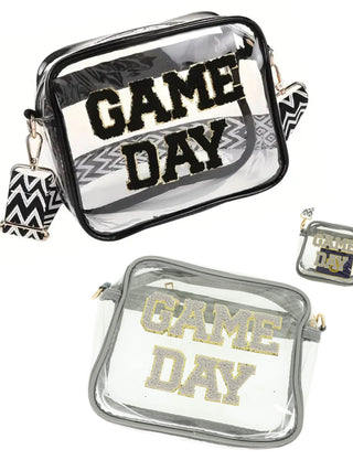 Clear Game Day Crossbody Bag- bags,black purse,clear,clear bag,CLEAR BELT BAG,CLEAR CROSSBODY,clear purse,CROSSBODY PURSE,fall purse,game,game day,game days,gameday,GAMEDAY BELT BAG,PURSE-Ace of Grace Women's Boutique