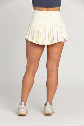 GOLD HINGE Pleated Skirt - Pale Yellow- Athleisure, Bottoms, clothing, Curvy, gold hinge, hinge, pleated, tennis-Ace of Grace Women's Boutique