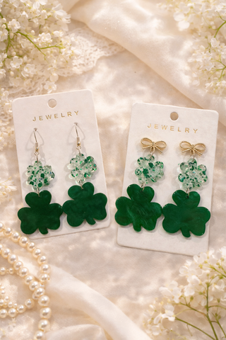 Lucky Clover Earrings- ACRYLIC EARRING,earring,EARRINGS,GREEN,Jewelry,paddy's,saint patricks day,Seasonal,st. paddy's-Ace of Grace Women's Boutique