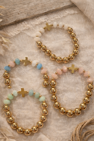 Candy Beads Cross Bracelet- BRACELET,Bracelets,Candy,Cross,Jewelry-Ace of Grace Women's Boutique