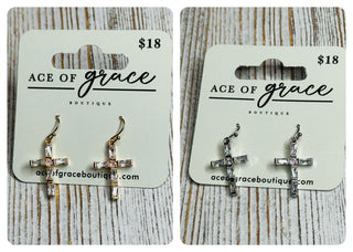 Crystal Cross Earrings- LIVESALE-Ace of Grace Women's Boutique